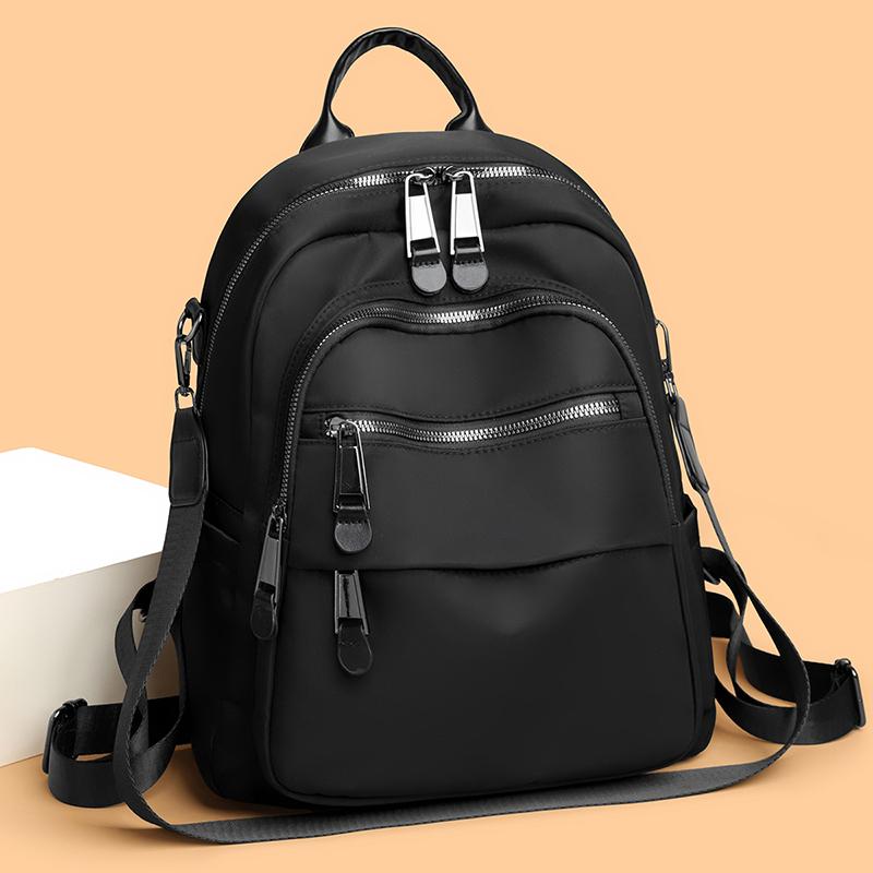 Stylish Nylon Backpack for Women – Lightweight & Water-Resistant Design with PU Accents and Multi-Pocket Storage, Ideal for Daily Use