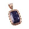 Natural Blue Sunstone 925 Solid Sterling Silver TwoTone Gift Pendant 1.5" a0C34