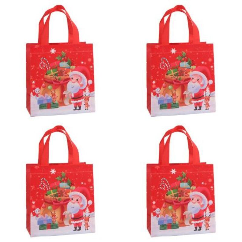 Bags Reusable Santa Claus Snowman Patterns Tote Bags for Festive Party Decoration