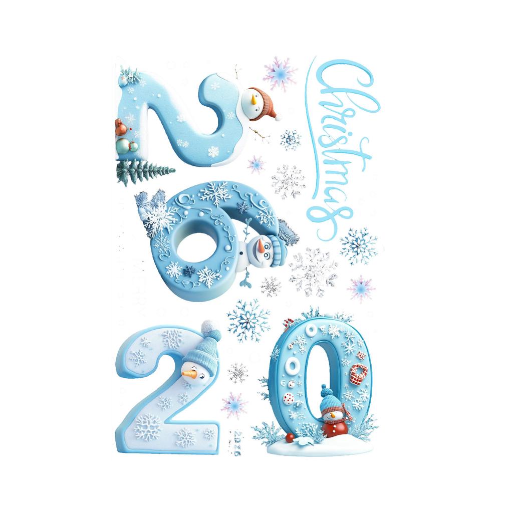 Merry Christmas Ice And Snow Style Window Sticker Holiday Indoor And Outdoor Glass Door And Window Static Sticker