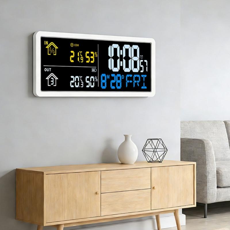 High Precise Digital Wall Clock With Multiple Temperature Humidities Display Simple LCD Room Clock For Living Room