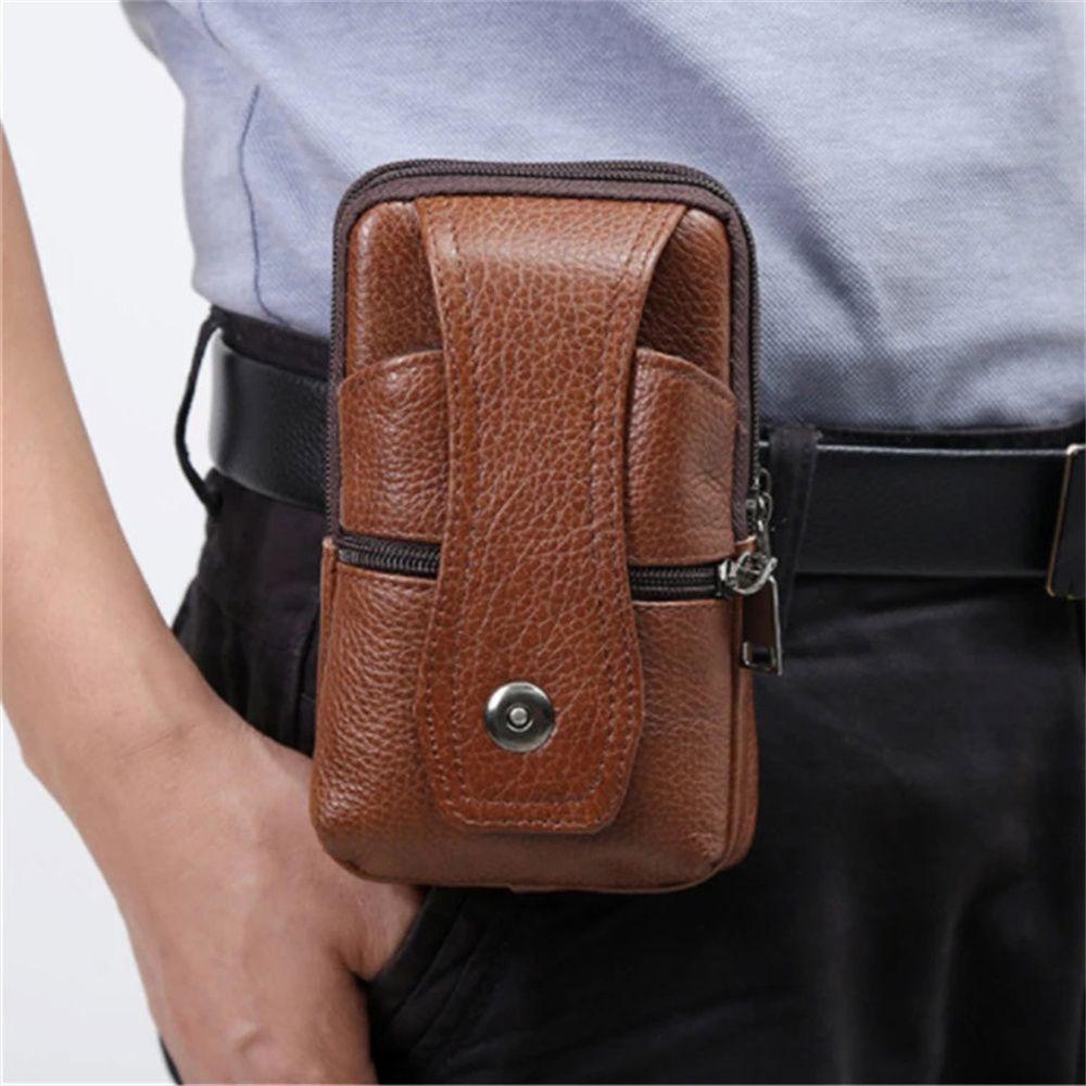 Klassische Herren Geldbörse Tasche Handyhülle Business Bauchtasche Handytasche Leder Fanny Handyhalter