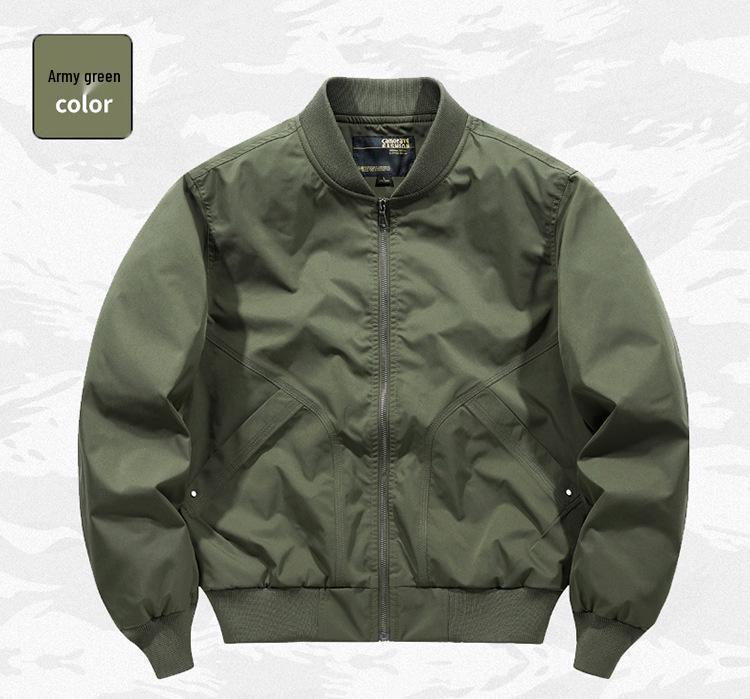 2024 Men's Pilot-Style Baseball Collar Jacket - Loose Fit for Spring & Autumn