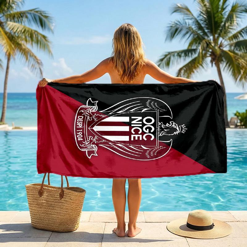 OGC Nice FC Druck Schnelltrocknendes Strandtuch Mikrofaser Saugfähig Tragbares Reise-Handtuch zum Schwimmen