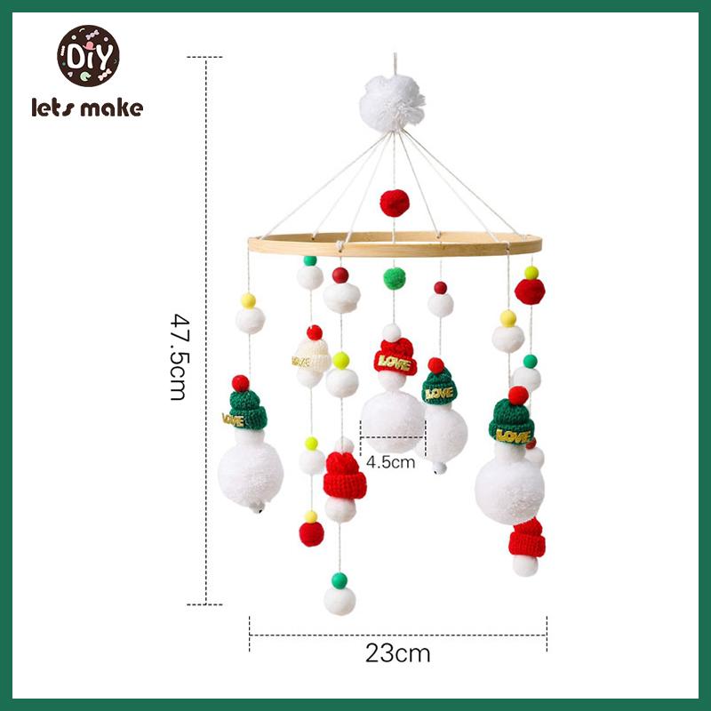 Let's Make Wooden Baby Rattles Soft Felt Cartoon Bear Cloudy Star Moon Hanging Bed Bell Mobile Crib Montessori Education