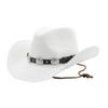 Handmade Fishing Hat Wide Brim Woven Cowboy Hat for Women Men Dress-up Party Unisex Cowgirl Hat for Camping  White