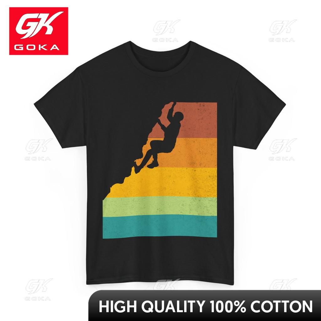Climbing Shirt Rock Climbing Lovers Climb Climber Vintage Funny Graphic Crew Neck Soft Cotton Fabric Shirt for Summer