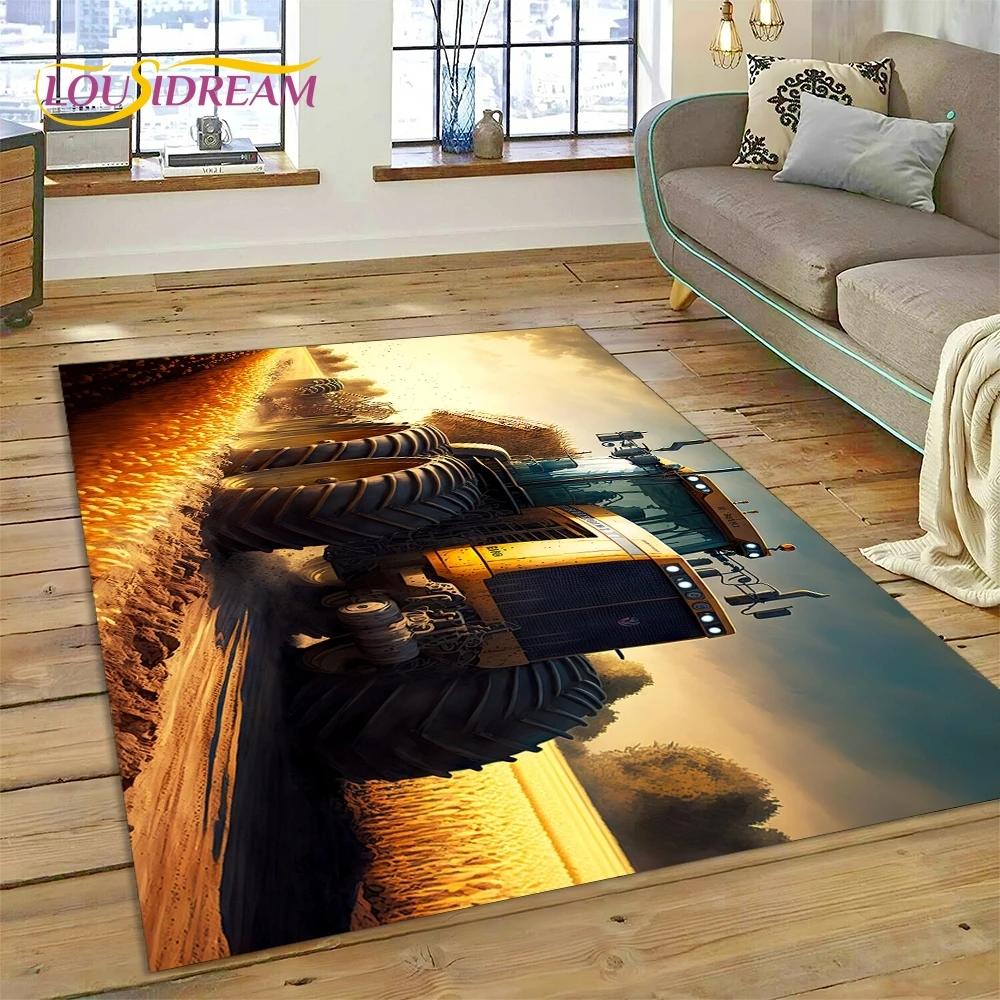 Retro Tractor Car 3D Truck Rug Carpet for Living Room Bedroom Home Decor,Floor Mat Non-slip Decoration for Sofa Doormat Kid Gift