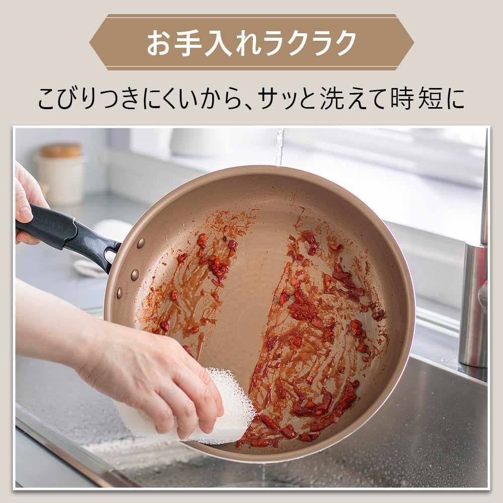 Evercook Frying Pan All Heat Source Compatible Doshisha 26cm, (IH Compatible), 500-Day Warranty, Non-stick, PFOA/PFOS Free, Navy,