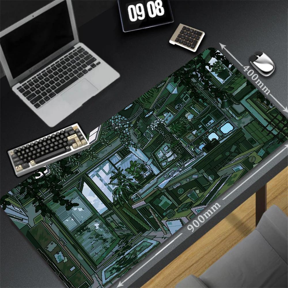 XXL Table Natural Rubber Carpet Large Game Non-slip Mousepad Pixel Sence Cute Mousepad Gamer Street Art Desk Mat For PC Keyboard
