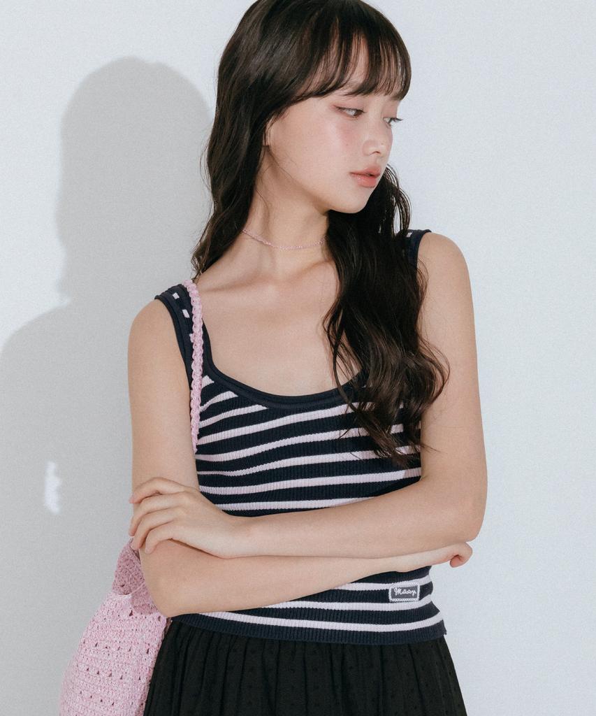 Mellotoli Striped Sleeveless Knit Top (Navy)
