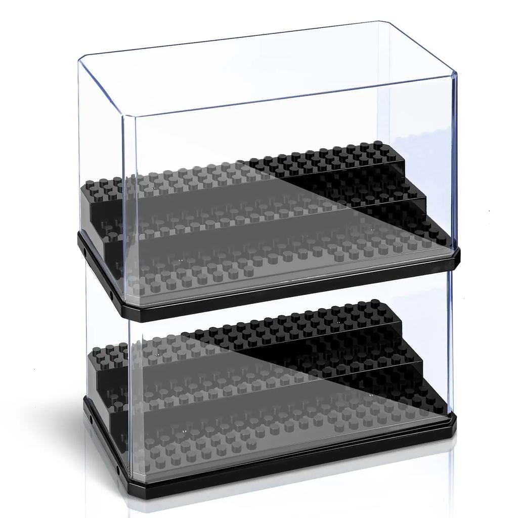 Display Case Clear Shelf Wide 3 Tier Box For Minifigures - Acrylic Protector For Small Pop Figures - Transparent Showcase Storag