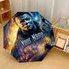 Custom Text Automatic 8 Bone Umbrella, Portable Sun Rain Protection UmbrellaHalloween Michael Myers