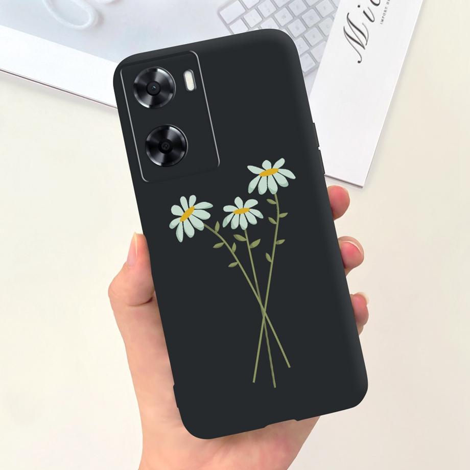 For OPPO A57 4G CPH2387 Case For OPPO A77 5G CPH2339 Soft Silicone Flower Phone Cover For OPPO A77S A57S A57e 2022 Funda TPU Bag