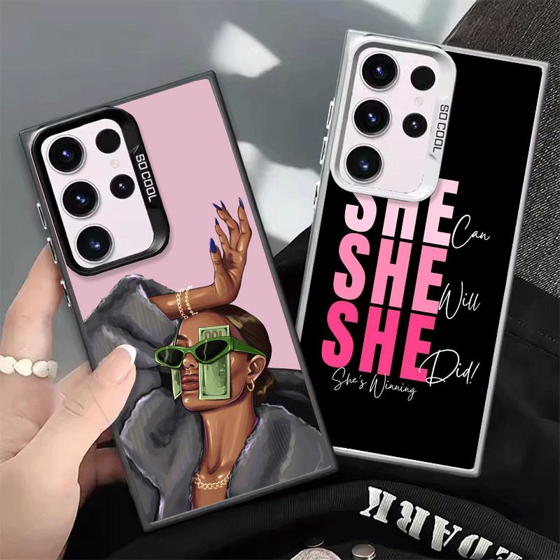 Girl Boss Lady Pink Shockproof Phone Case for Samsung Galaxy S26 Edge S25 Ultra S24 FE S23 Plus S21 Cover Anti Fall Fundas