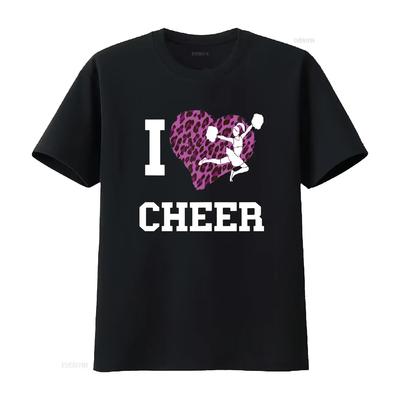 Cheerleader I Love Cheer Girl Leopard Cheerleading T Shirt Vintage Washed Streetwear Versatile Stylish Unisex Soft Breathable