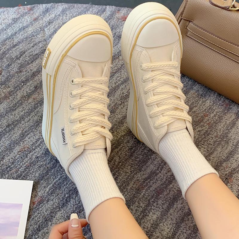 

Обувь из парусины Spot, женская новая летняя обувь, модная нишевая универсальная студенческая обувь с высоким берцем, обувь для серфинга на платформе, повседневная обувь для серфинга 40 бежевый