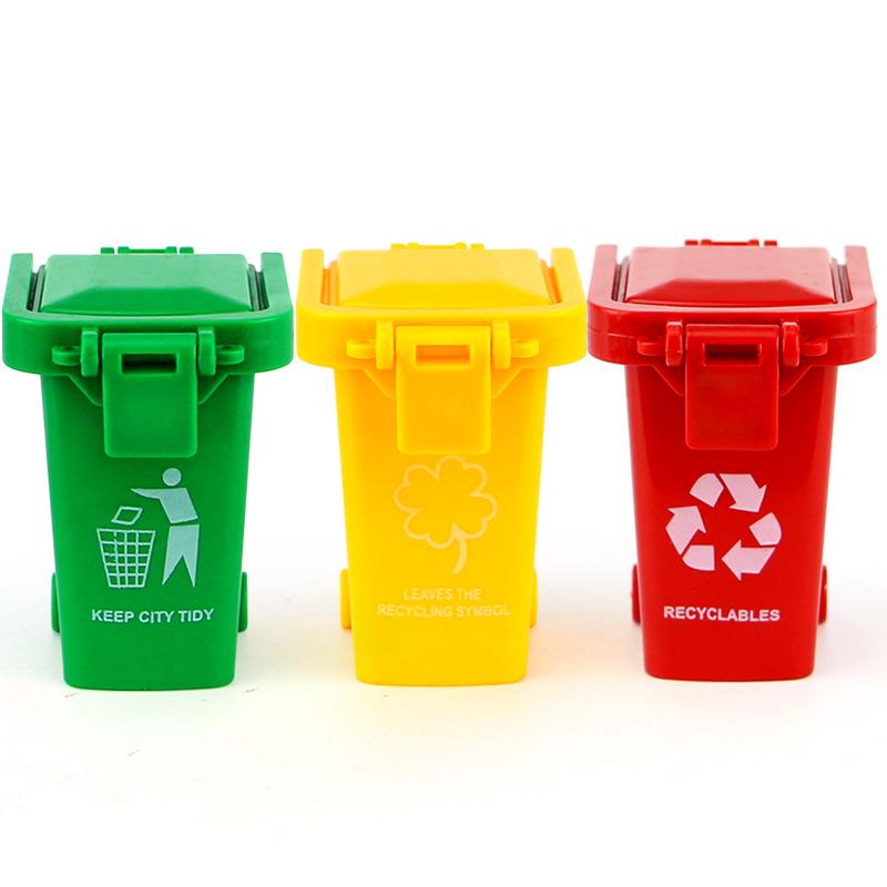 Children's 4-Color Mini Trash Can Toy for Learning Waste Sorting in Kindergarten