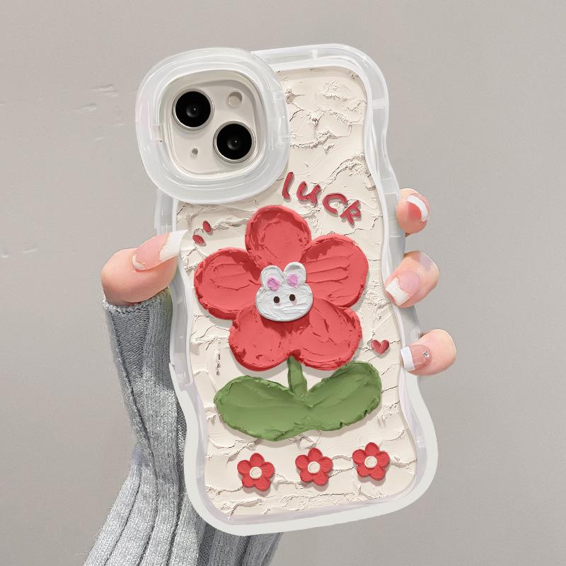 

Применимо к 15 IPhone 14 Картина маслом Кролик Красный цветок 13 Волнистый край Невидимый двойной кронштейн 12 Прозрачный Redmi K40/K40 Pro