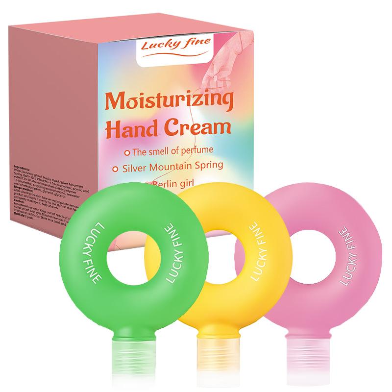 

Портативный крем для рук «Пончик» увлажняет, увлажняет, увлажняет, предотвращает сухость, трещины и не жирный. Креативная подарочная коробка для девочек 3pcs