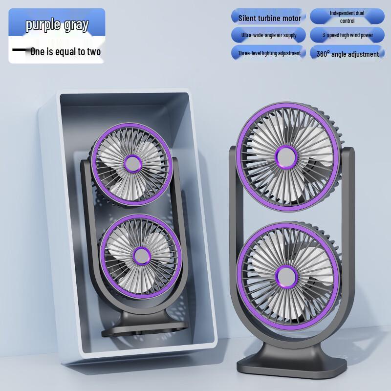 ZISIZ Dual-Head Rechargeable Desk Fan