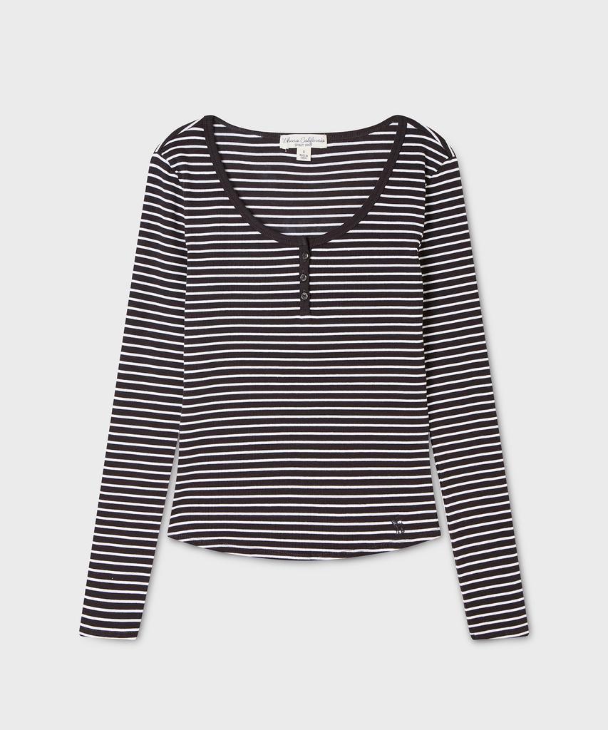 WHO.A.U Ribbed Henryneck Long Sleeve T-Shirt(F) / Whlag3812F