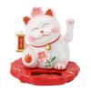 3in Solar Waving Cat Ornament ABS Light Operated Lucky Cat Decor  Outdoor Porch Display Piece