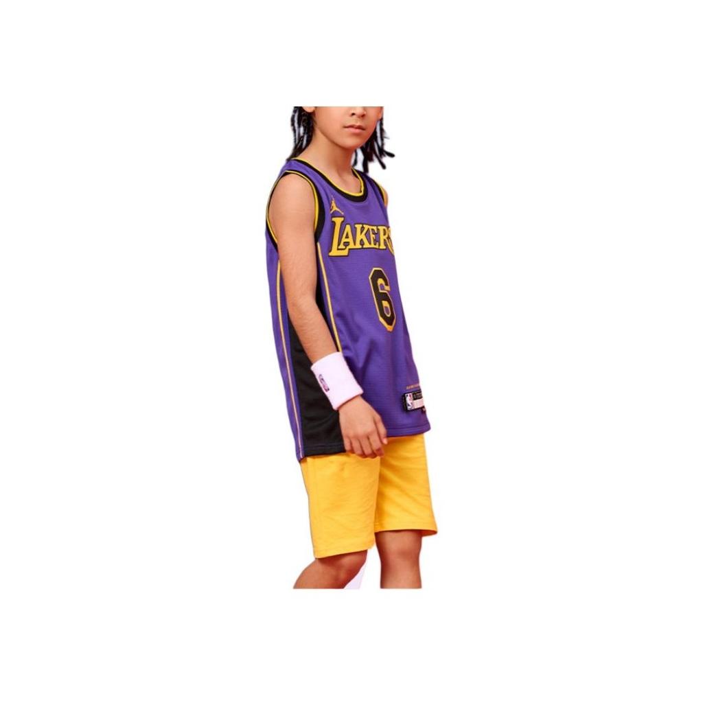 Nike Lakers James Estampa de 6 Letras Respirável Solto Camisa de Basquete Infantil Roxo 3Y2B7BXJP-LAK06