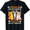 Jesus And Kittens Make Me Happy Religious Cat Faith In Cats T-Shirt