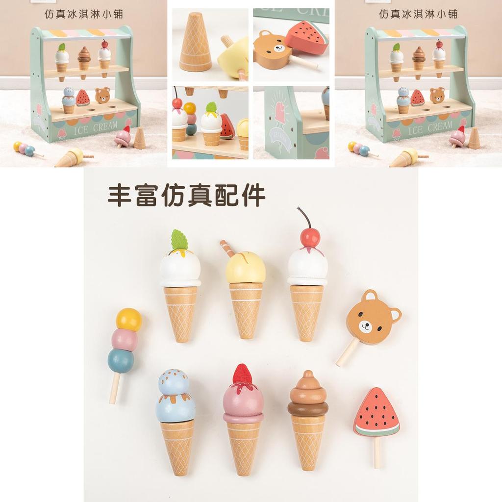 Simulated Ice Cream Shop Toy For Children With Wooden Food Accessories And Role Play Scenario