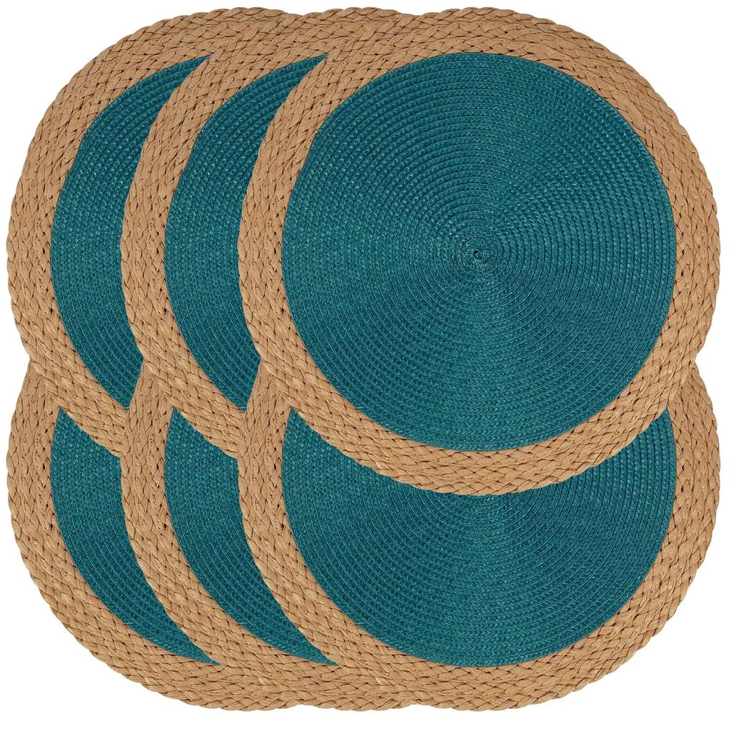 Round Braided Placemats Set of 6 Table Mats 15 Inch Washable Heat Resistant for Dining Table Non-Slip Indoor Outdoor Place Mats