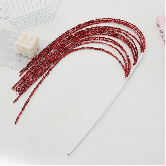 Sequin Glitter Christmas Party Branch Sticks Decoration White Artificial Plant Tassel Wheat Ears for Xmas Tree Ornament Supplies