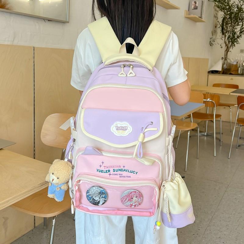 Student Schoolbag, Girl Junior High School Student Pain Bag, Large-capacity Backpack, Transparent Baby Bag, Two-dimensional Comic Exhibition Backpack.