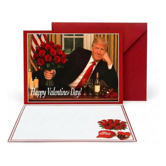 Patriotisk Kärlekshälsningskort Humoristisk Politisk Design Hälsningskort med Ros & Flagga Unik Gåva för Alla Hjärtans Dag Jubileum