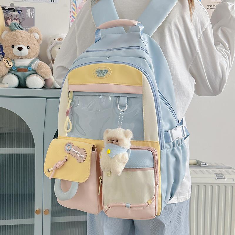 New high-value Japanese ins college style fresh and sweet schoolbag female middle school students lightweight large-capacity backpack