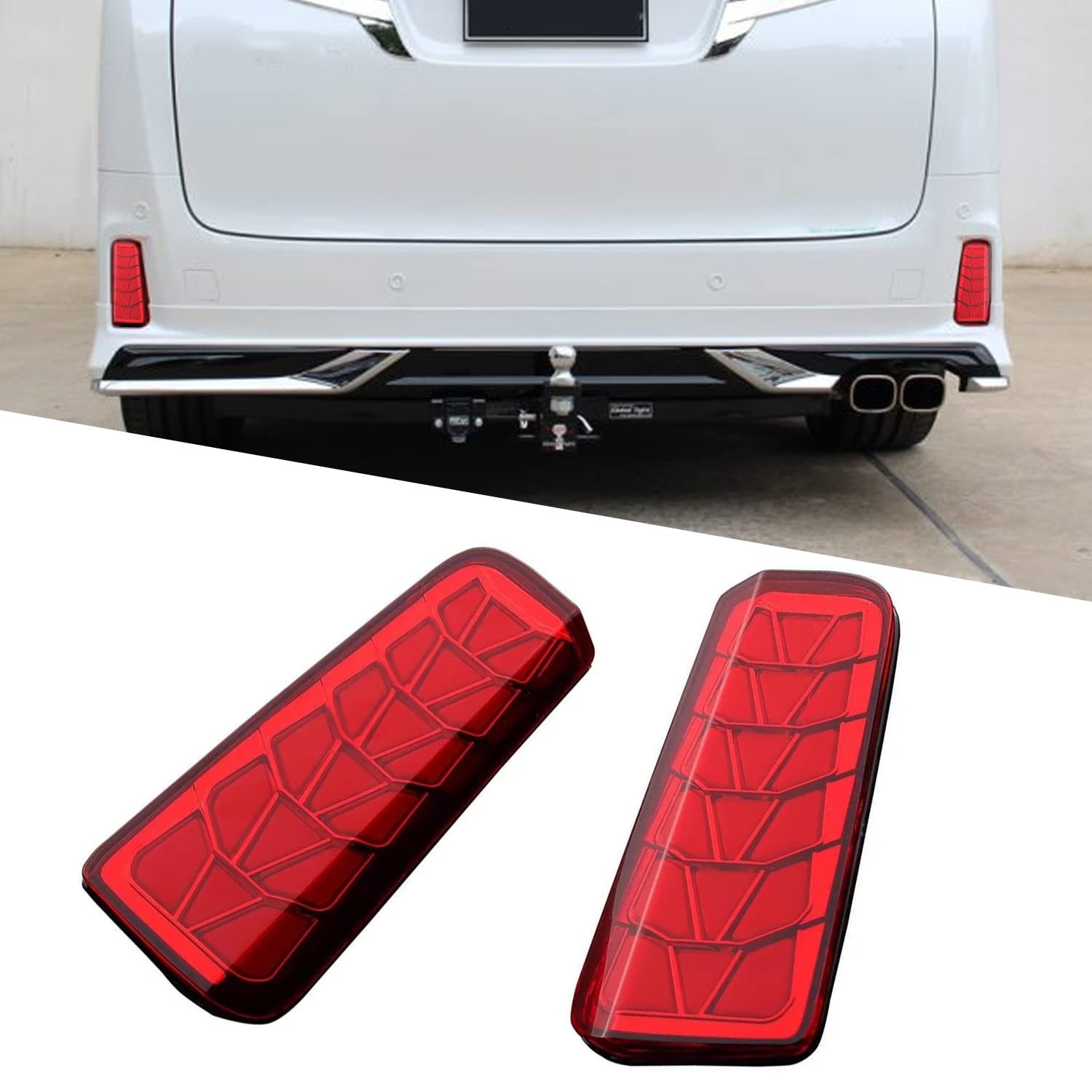 

YUANZHENG LED Reflector for Toyota Late Lens, Red, Alphard/Vellfire (30 Series, Model) 2018-2022