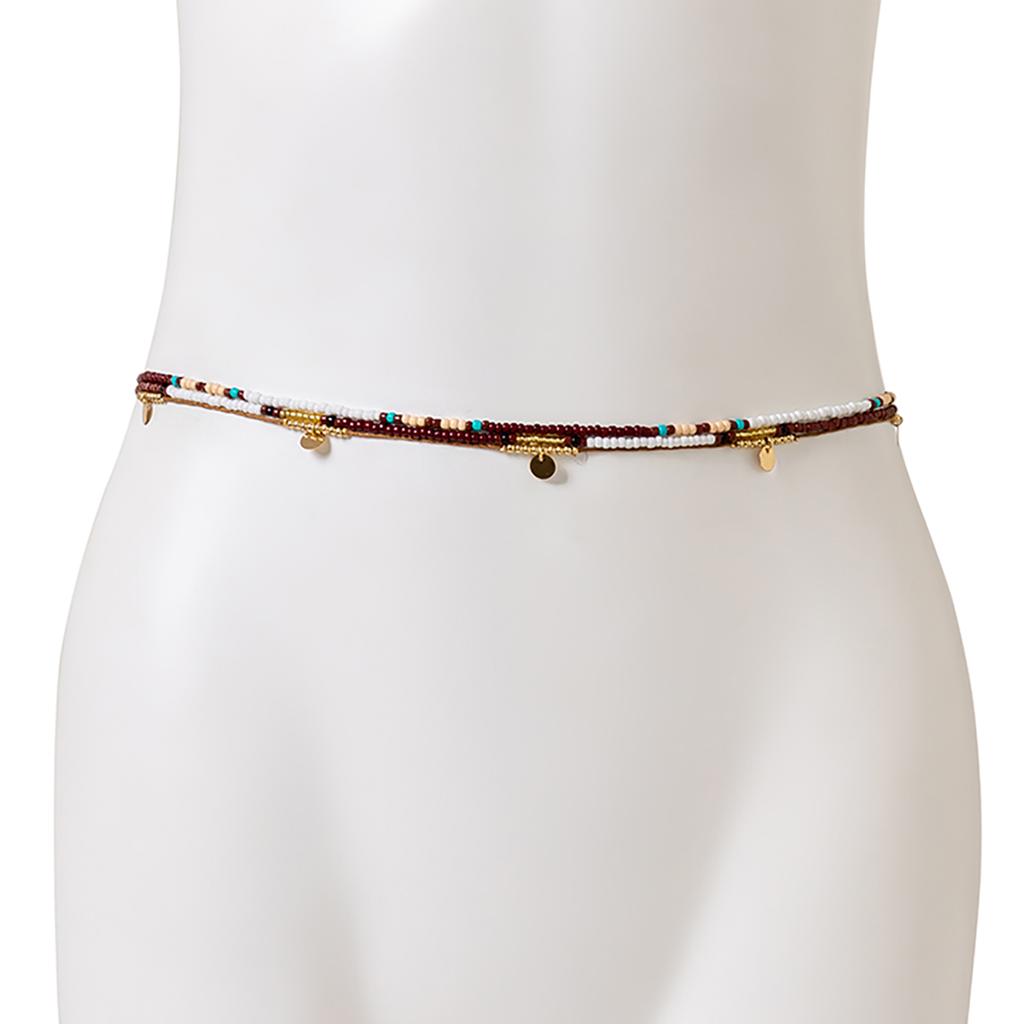 Salircon Bohemian Barevné korálky z drobných skleněných korálků Pasový řetízek Vintage Vícevrstvý řetízek na břicho Okouzlující Sexy Letní tělové šperky
