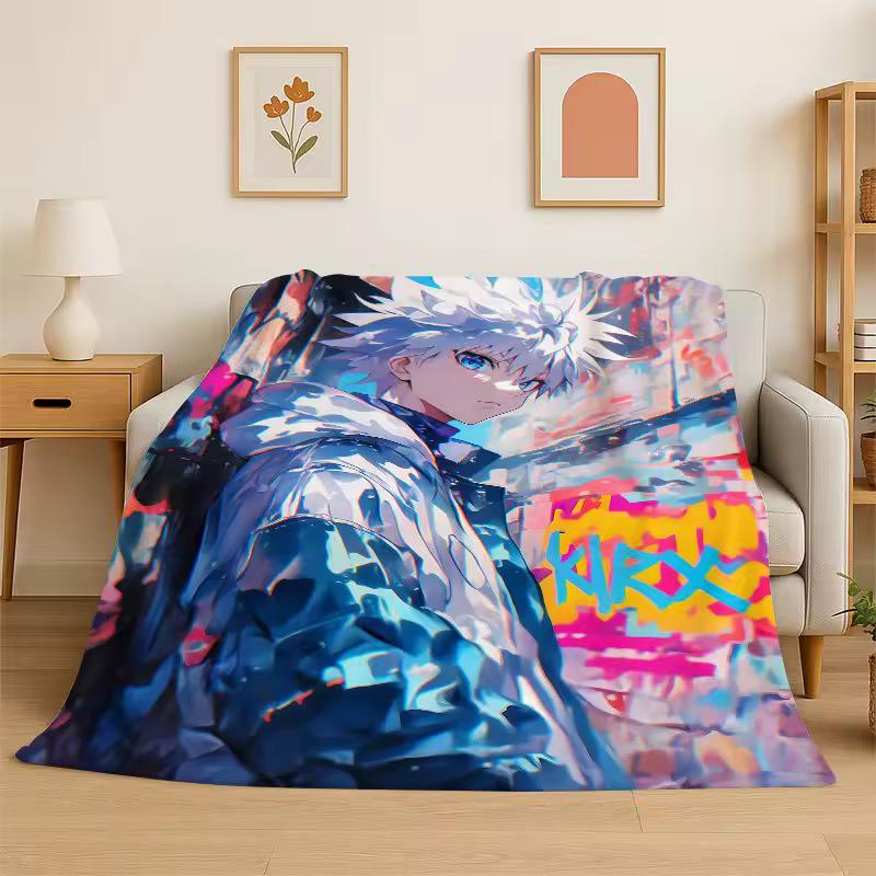 Anime Hunter × Hunter HxH Cartoon Flannel Blanket Soft Warm Throw Blanket for Bedroom Living Room Bed Travel Camping Picnic