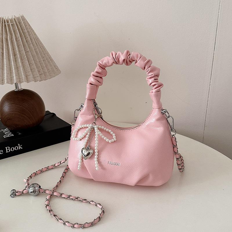 Premium red bag women's new versatile chain messenger bag exquisite pleated handbag