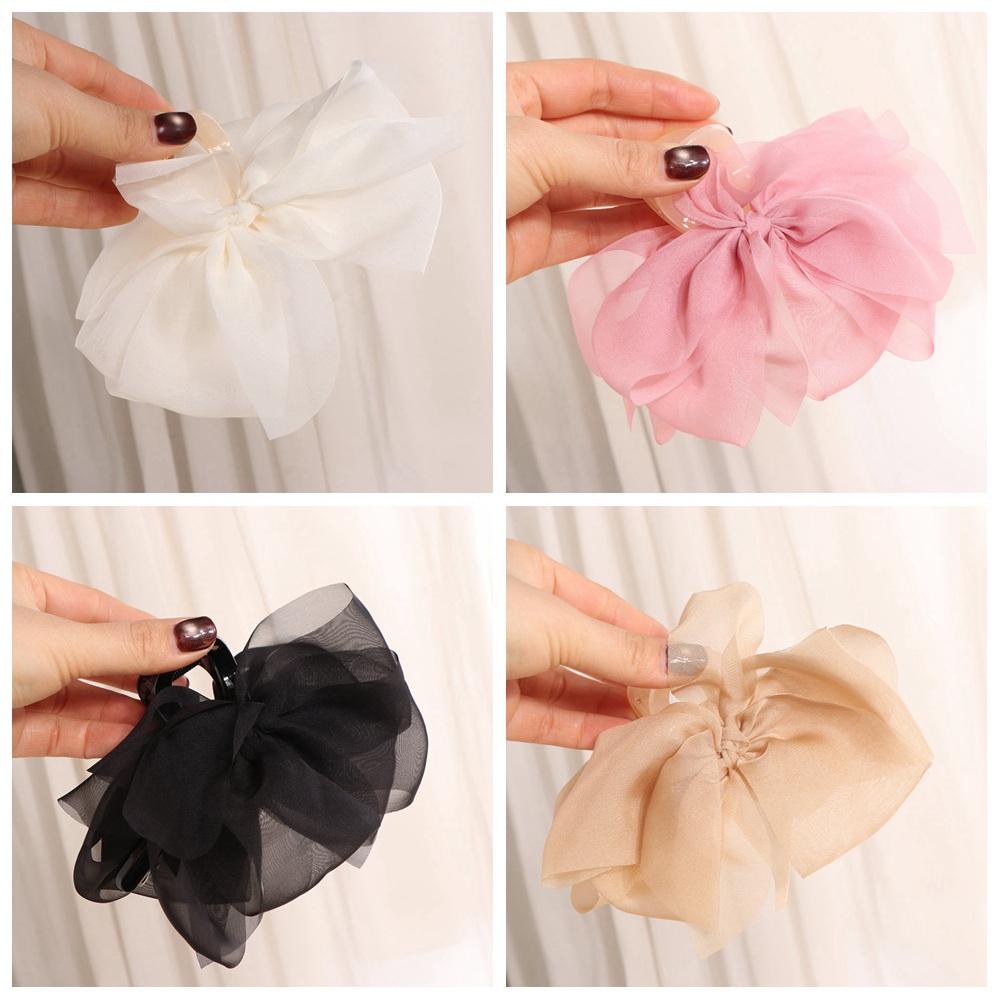 Dolce fiocco squalo fermaglio stile francese donne capelli afferrare moda chiffon artiglio capelli signora