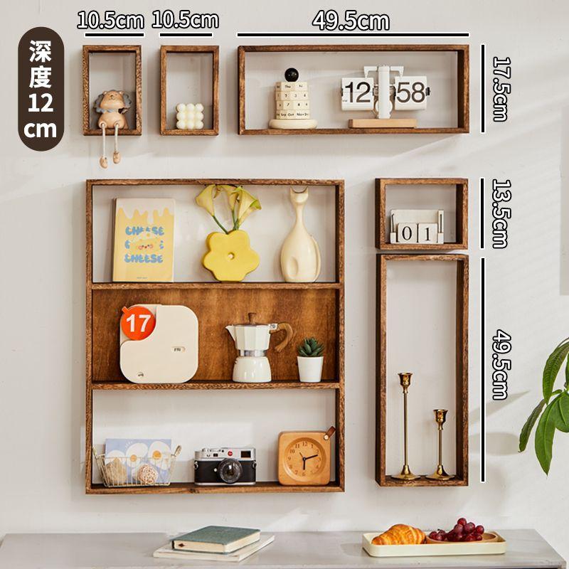 Solid wood Chinese style antique shelf wall grid storage rack storage rack hanging wall combination retro teapot rack