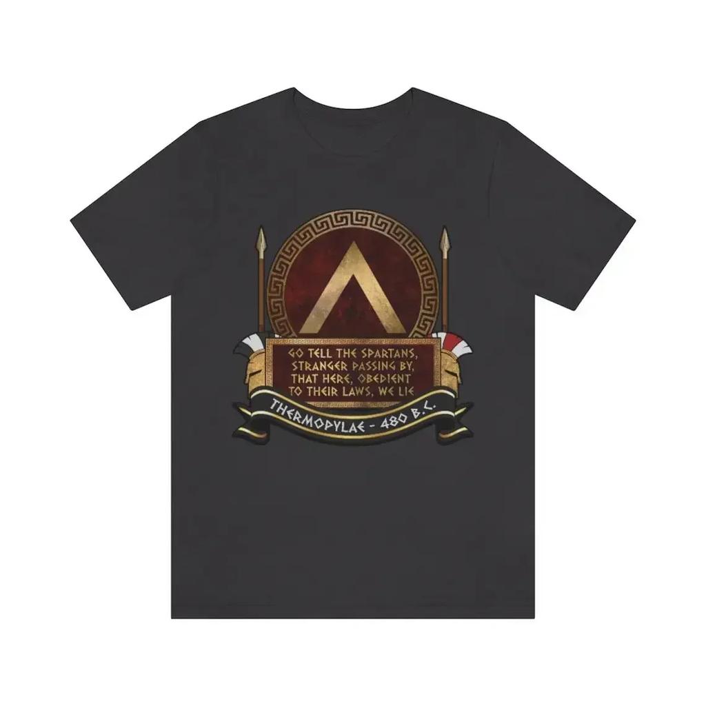 Battle of Thermopylae Tribute Spartan Epitaph Sparta Shield TShirt 100 Cotton ONeck Summer Short Sleeve Casual Mens Tshirt