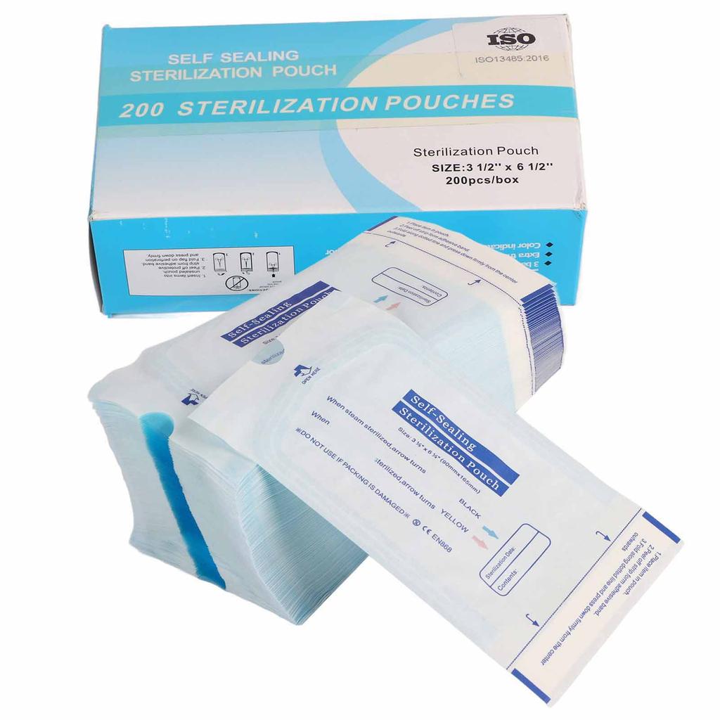 200pcs Box Disposable Self Sealing Cleaning Pouch for Dental Materials Tool (90 x 165mm)