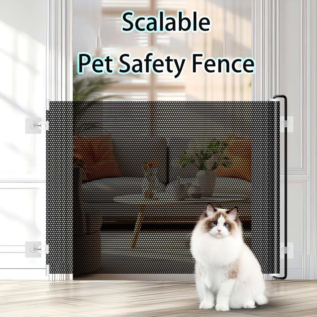 Retractable pet safety door fence no punching cat fence sturdy pet barrier pvc material