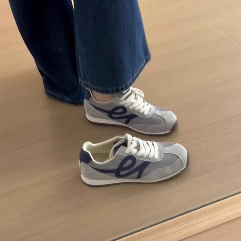 Cowhide Version~ Flat Bottom Casual Sports Shoes Versatile Round Head Retro Women's Lace-up Breathable Board Shoes