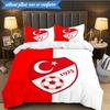 3PCS Turkish Football Emblem Bedding Set 2D Printing (Includes 1 Duvet Cover + 2 Pillowcases Coreless), Bedroom decor,Fan gift