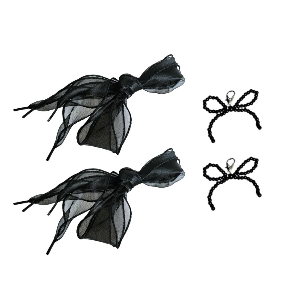 Sweet Bowknot Shoe Decoration Bag Pendant Pearl Lace Shoe Buckle Ornament for Jewelry Making DIYs Keychain Accessories