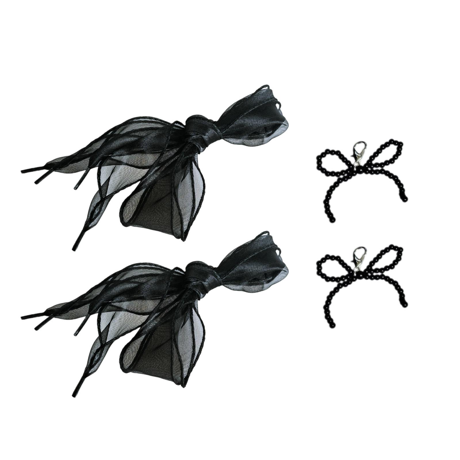 

Милый бант для украшения обуви, сумка, подвеска, жемчужное кружево, пряжка для обуви, украшение для изготовления ювелирных изделий, аксессуары для брелока чёрный