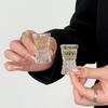 Creative Gemstone Pattern Relief Wine Glass Spirits Vodka Bartending Cups Transparent Small Size Foreign Wine Glass