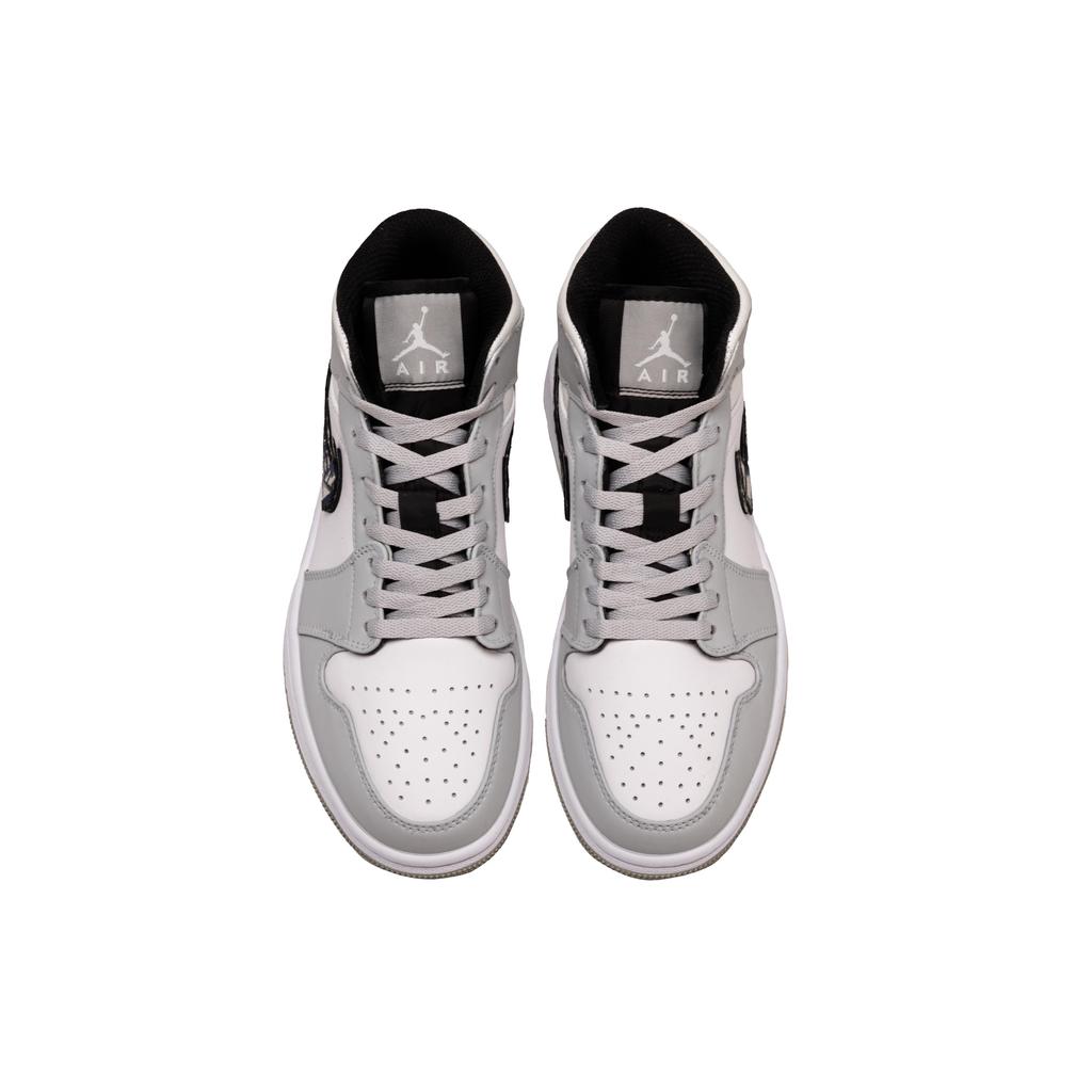 Jordan Air Jordan 1 Ollie Abrasion Resistant Mid top Vintage Basketball Shoes Men's White Gray 554724-078(Team1291-)